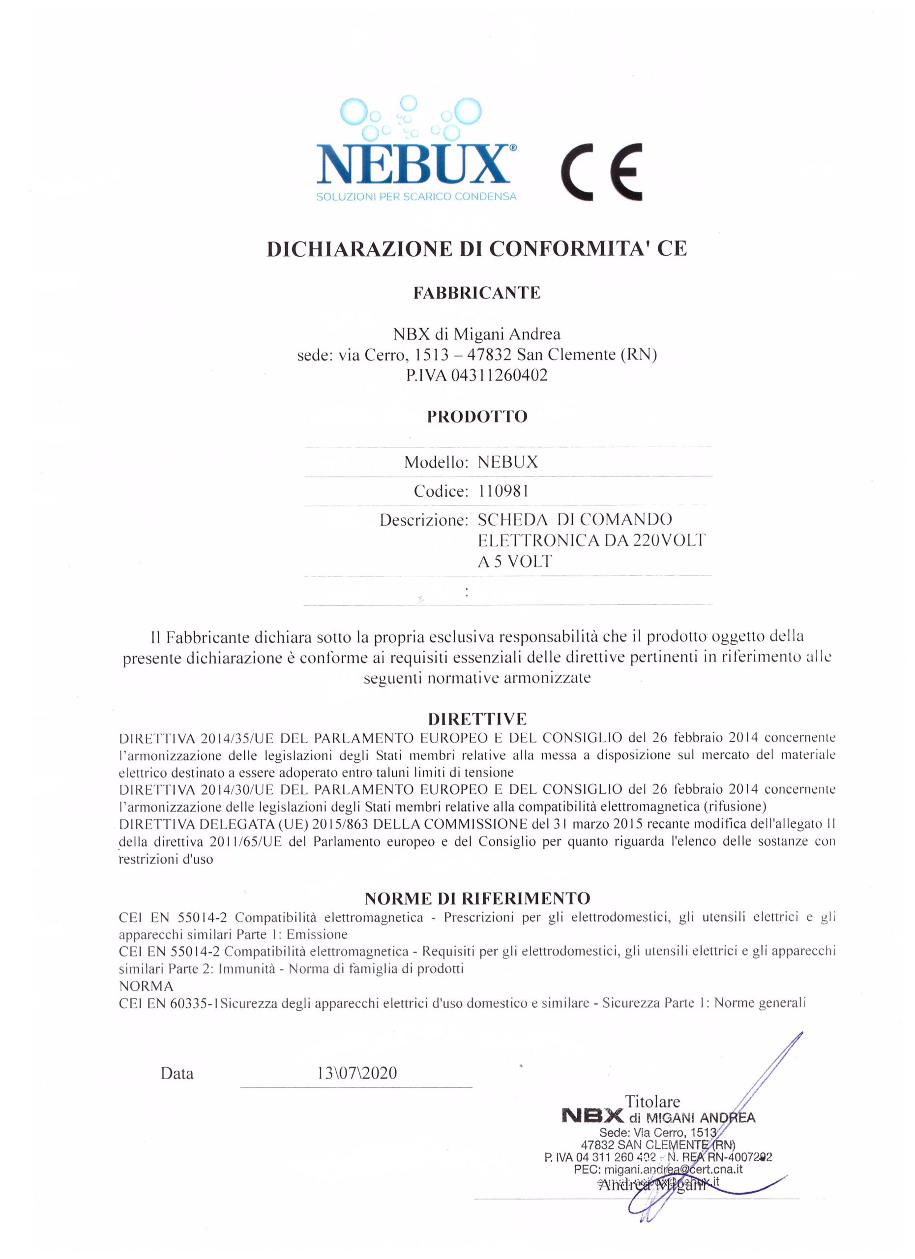 certificato ce 001